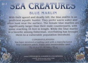 2020 Upper Deck Goodwin Champions - Sea Creatures Manufactured Patches #SC-7 Blue Marlin Back