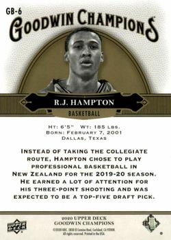 2020 Upper Deck Goodwin Champions - Basketball Retail Exclusives Blue #GB-6 R.J. Hampton Back