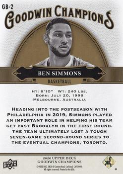 2020 Upper Deck Goodwin Champions - Basketball Retail Exclusives Red #GB-2 Ben Simmons Back