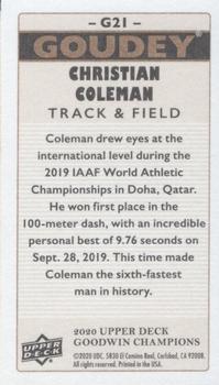 2020 Upper Deck Goodwin Champions - Goudey Minis #G21 Christian Coleman Back