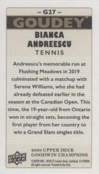 2020 Upper Deck Goodwin Champions - Goudey Minis #G27 Bianca Andreescu Back