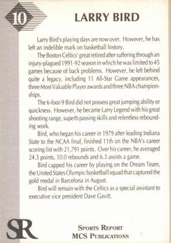 1992 D&B Publications The Sports Report #10 Larry Bird Back