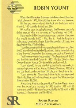 1992 D&B Publications The Sports Report #35 Robin Yount Back