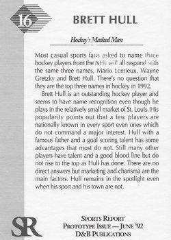1992 D&B Publications The Sports Report - The Investor's Journal: The Sports Report Gold #16 Brett Hull Back