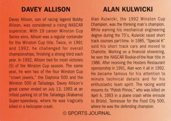 1993-95 Big Bang Cards/Sports Journal (unlicensed) #NNO Davey Allison / Alan Kulwicki Back