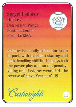 1992 Cartwrights Players Choice #11 Sergei Fedorov Back