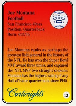 1992 Cartwrights Players Choice #13 Joe Montana Back
