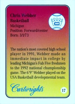 1992 Cartwrights Players Choice #17 Chris Webber Back