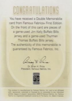 2010 Famous Fabrics - Double Memorabilia #NNO Jim Kelly  /  Thurman Thomas Back