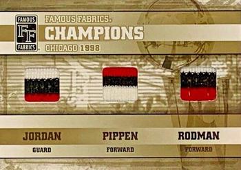 2010 Famous Fabrics - Triple Memorabilia #NNO Michael Jordan / Scottie Pippen / Dennis Rodman Front