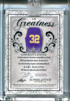 2020 Leaf Superlative Sports - Greatness Relics #G-04 Karl Malone Back