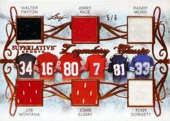 2020 Leaf Superlative Sports - Legendary Classix Relics #LC-08 Walter Payton / Joe Montana / Jerry Rice / John Elway / Randy Moss / Tony Dorsett Front