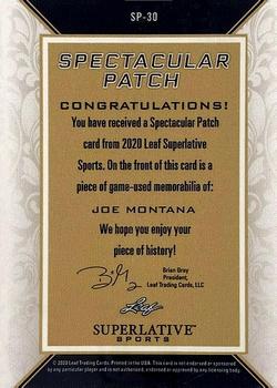2020 Leaf Superlative Sports - Spectacular Patch #SP-30 Joe Montana Back