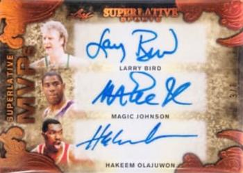 2020 Leaf Superlative Sports - Superlative MVPs Autographs #SMVP-02 Larry Bird / Magic Johnson / Hakeem Olajuwon / Shaquille O'Neal / Allen Iverson / Giannis Antetokounmpo Front