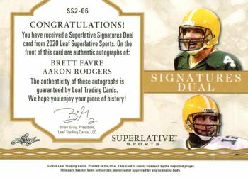 2020 Leaf Superlative Sports - Superlative Signatures 2 #SS2-06 Brett Favre / Aaron Rodgers Back