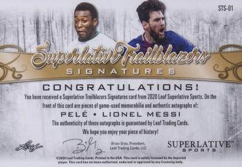 2020 Leaf Superlative Sports - Superlative Trailblazers Signatures #STS-01 Pelé / Lionel Messi Back