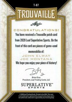 2020 Leaf Superlative Sports - Trouvaille 2 Jumbo Relics Emerald #T-07 John Elway / Joe Montana Back