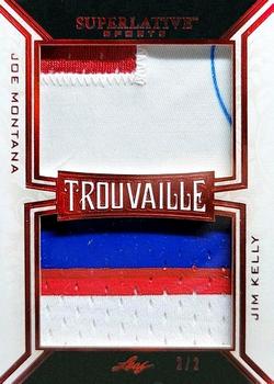 2020 Leaf Superlative Sports - Trouvaille 2 Jumbo Relics Red #T-19 Joe Montana / Jim Kelly Front