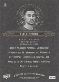 2018 Upper Deck Goodwin Champions - Photo Variations Black #25 Ben Simmons Back