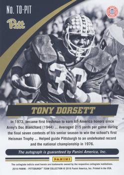 2016 Panini Pittsburgh Panthers - Autographs #TD-PIT Tony Dorsett Back