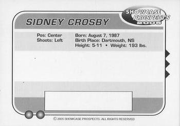 2005 Showcase Prospects #NNO Sidney Crosby Back