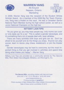 2010 The Second Mile Penn State Nittany Lions Winter Sports #NNO Warren Yang Back