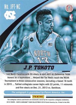 2016 Panini North Carolina Tar Heels - Autographs #JPT-NC J.P. Tokoto Back
