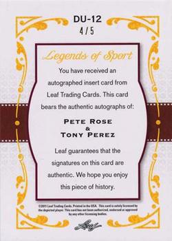 2011 Leaf Legends of Sport - Dual Signatures #DU12 Pete Rose / Tony Perez Back