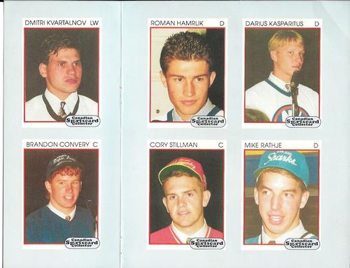 1992 Canadian Sportscard Collector - Panels #5-10 Dmitri Kvartalnov / Roman Hamrlik / Darius Kasparaitis / Brandon Convery / Cory Stillman / Mike Rathje Front
