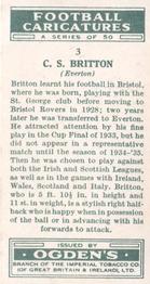 1935 Ogden's Football Caricatures #3 Cliff Britton Back