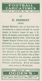 1935 Ogden's Football Caricatures #41 Ernie Herbert Back