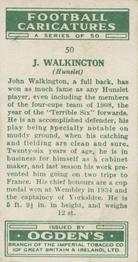 1935 Ogden's Football Caricatures #50 Jack Walkington Back