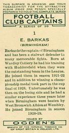 1935 Ogden's Football Club Captains #1 Ned Barkas Back