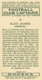 1935 Ogden's Football Club Captains #16 Alex James Back