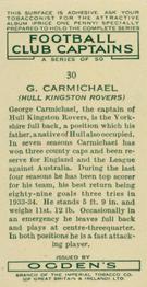 1935 Ogden's Football Club Captains #30 George Carmichael Back