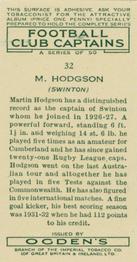 1935 Ogden's Football Club Captains #32 Martin Hodgson Back