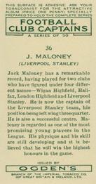1935 Ogden's Football Club Captains #36 Jack Maloney Back
