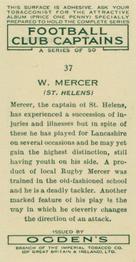 1935 Ogden's Football Club Captains #37 Billy Mercer Back
