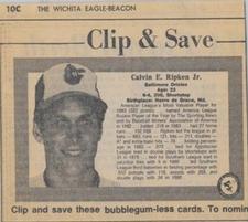 1983 Wichita Eagle-Beacon Clip & Save #NNO Cal Ripken, Jr. Front