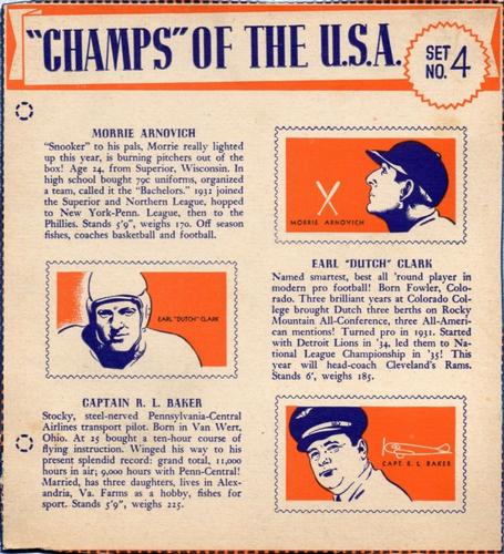 1940 Wheaties Champs of the USA #4 Morrie Arnovich / Earl 