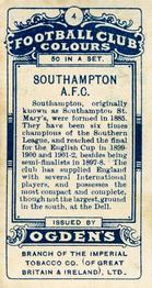 1906 Ogden's Football Club Colours #4 Southampton Back