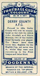 1906 Ogden's Football Club Colours #8 Derby County Back