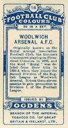 1906 Ogden's Football Club Colours #18 Woolwich Arsenal Back