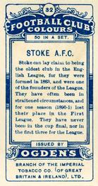 1906 Ogden's Football Club Colours #32 Stoke City Back