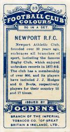 1906 Ogden's Football Club Colours #33 Newport Back