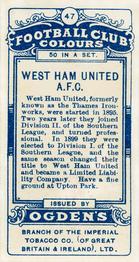 1906 Ogden's Football Club Colours #47 West Ham United Back