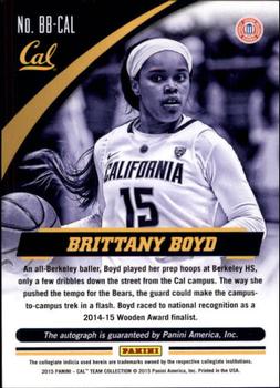2015 Panini California Golden Bears - Autographs Silver #BB-CAL Brittany Boyd Back