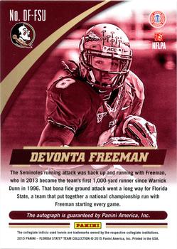 2015 Panini Florida State Seminoles - Autographs Black #DF-FSU Devonta Freeman Back