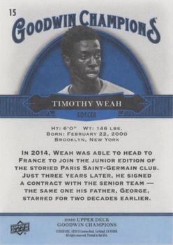 2020 Upper Deck Goodwin Champions - Royal Blue #15 Timothy Weah Back