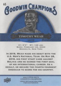 2020 Upper Deck Goodwin Champions - Royal Blue #65 Timothy Weah Back